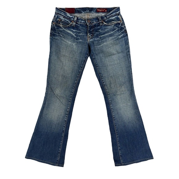 VTG‎ Blue 2 Jeans Flared Blue Women Sz 28 - Picture 1 of 5